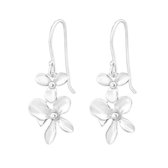 Joy|S - Zilveren bloem oorhangers  - Orchidee oorbellen