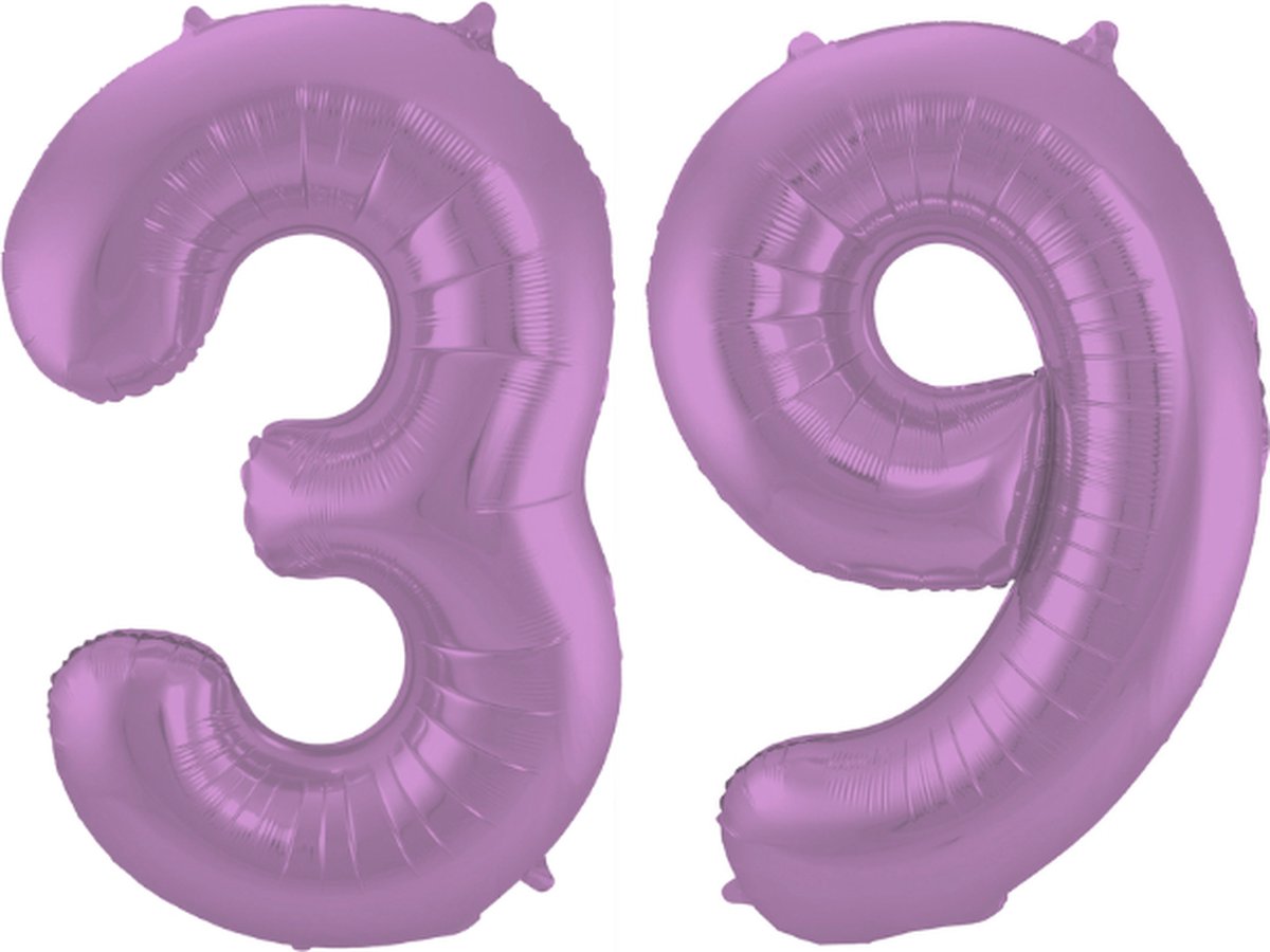 Folieballon 39 jaar metallic paars 86cm