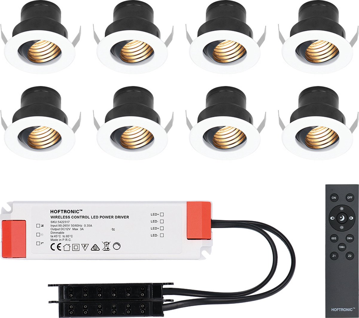 Set van 8 12V 3W - Mini LED Inbouwspot - Wit - Dimbaar - Kantelbaar &  verzonken -... | bol.com
