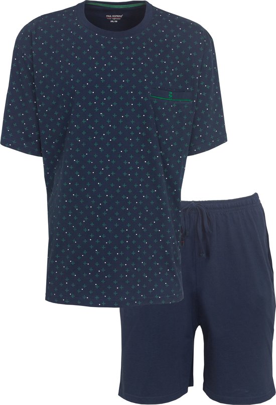 Paul Hopkins Heren Shortama - Pyjama Set - Donker Blauw/Groen - Maat S