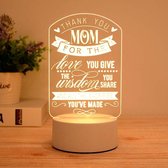Lamp Moederdag quote 'I love you mom' | Thank you mam for the love you give| liefdescadeau | cadeau voor haar | Moederdag lampje |
