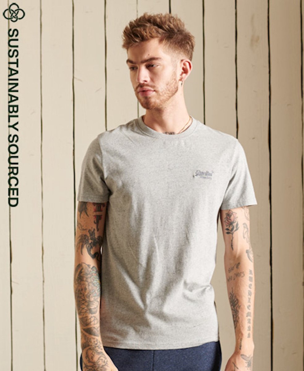 Superdry Heren tshirt Geborduurd Vintage Logo T-shirt B3d – Pumice Stone Marl