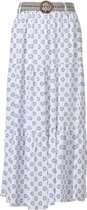 Dames maxi strokenrok  verenprint van viscose met elastische tailleband en afneembare riem - wit | Maat Onze size, XS-XL