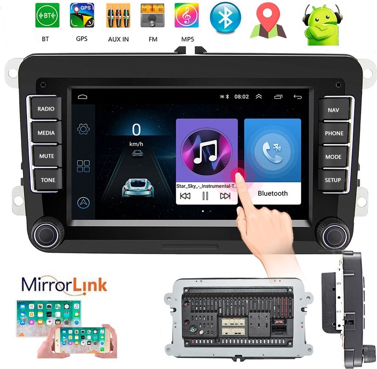 Autoradio geschikt voor Volkswagen Golf | Passat | Transporter T5 | 2003 t/m 2020 | Android en Playstore | 1GB + 16GB | Denago | 2003 2003 2004 2005 2006 2007 2008 2009 2010 2011 2012 2013 2014 2015 2016 2017 2018 2019 2020 | Bluetooth & Wifi