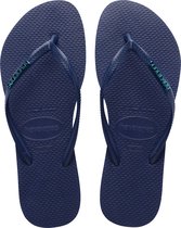 Havaianas Slim Logo Metallic Dames Slippers  - Navy/Navy - Maat 37/38