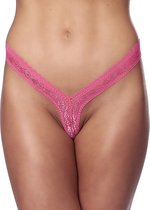 Amorable - Minislip Met Bloemenpatroon - Roze - One Size - Hoog Uitgesneden - Sexy Lingerie