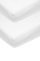 Meyco Baby Uni molton stretch hoeslaken wieg - 2-pack - white - 40x80/90cm