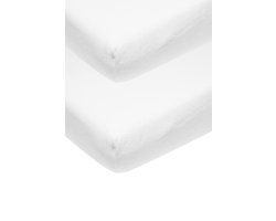 Meyco Baby Uni molton stretch hoeslaken wieg - 2-pack - white - 40x80/90cm