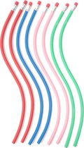 Flexibele potloden - buigbare potloden - met gummetje - verschillende kleuren - set van 8 stuks