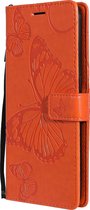 Oppo A53s Hoesje - Mobigear - Butterfly Serie - Kunstlederen Bookcase - Oranje - Hoesje Geschikt Voor Oppo A53s