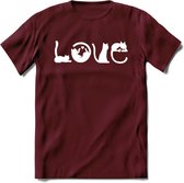 Cat Love - Katten T-Shirt Kleding Cadeau | Dames - Heren - Unisex | Kat / Dieren shirt | Grappig Verjaardag kado | Tshirt Met Print | - Burgundy - M