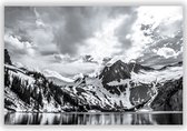 Rocky Mountains Zwart-Wit op Aluminium- Foto op Dibond - Aluminium Schilderij - 90x60 cm