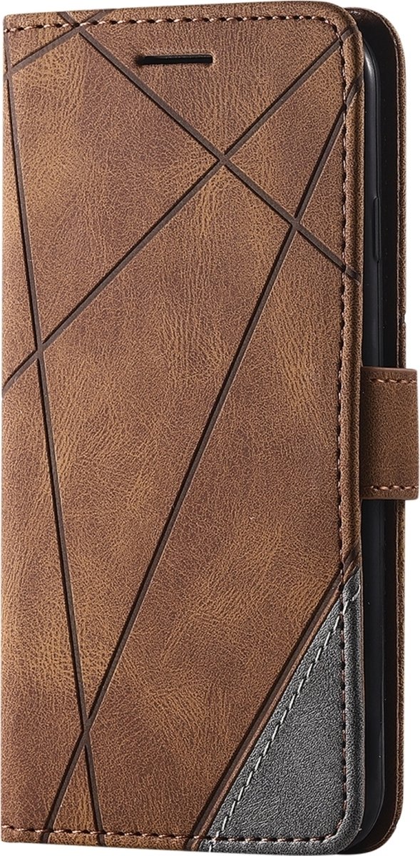 Mobigear Telefoonhoesje geschikt voor Apple iPhone SE (2020) Hoesje | Mobigear Rhombus Bookcase Portemonnee | Pasjeshouder voor 2 Pasjes | Telefoonhoesje voor Pinpas / OV Kaart / Rijbewijs - Bruin