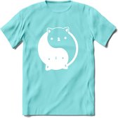 Ying Yang Kat - Katten T-Shirt Kleding Cadeau | Dames - Heren - Unisex | Dieren shirt | Grappig Verjaardag kado | Tshirt Met Print | - Licht Blauw - XL