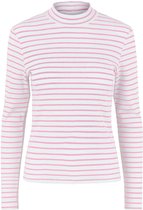 Pieces T-shirt Pcvoma Ls High Neck Top Bc 17124353 Bright White/ Prisma Pink Dames Maat - L