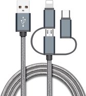 Oplaadkabel 3 in 1 Zwart - Lightning/USB-C/MicroUSB