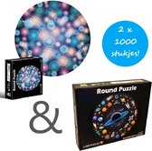 2 x Ronde Puzzel | Space en Sterren | 2 x 1000 Stukjes