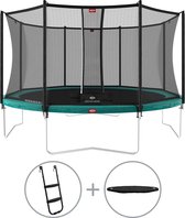 BERG Favorit trampoline rond sur pieds 430cm avec filet de sécurité Comfort gris avec échelle et housse