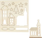 Créez et décorez votre village de Noël en bois Taille article: 20 x 17,5 x 0,3 cm