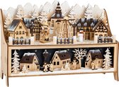 Village de Noël de petit pied avec Siècle des Lumières 30 x 10 Cm en bois beige / brun