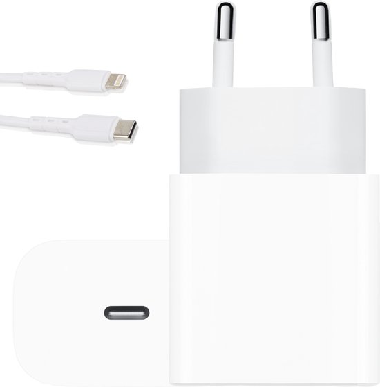 Chargeur rapide USB-C 20W avec câble iPhone 2 mètres - Chargeur iPhone -  Wit - Édition