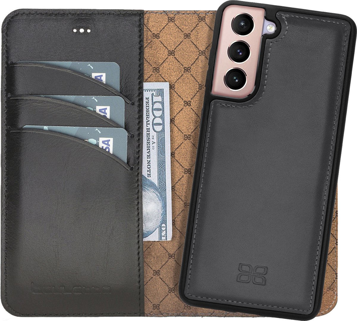 Bouletta geschikt voor Samsung Galaxy S22 Plus Uitneembare leder BookCase hoesje - Rustic Black