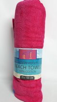 Strandlaken - 150 x 75 cm - Velours Woven - Toekan - Roze / Wit - Vakantie - Vrije Tijd - Strand