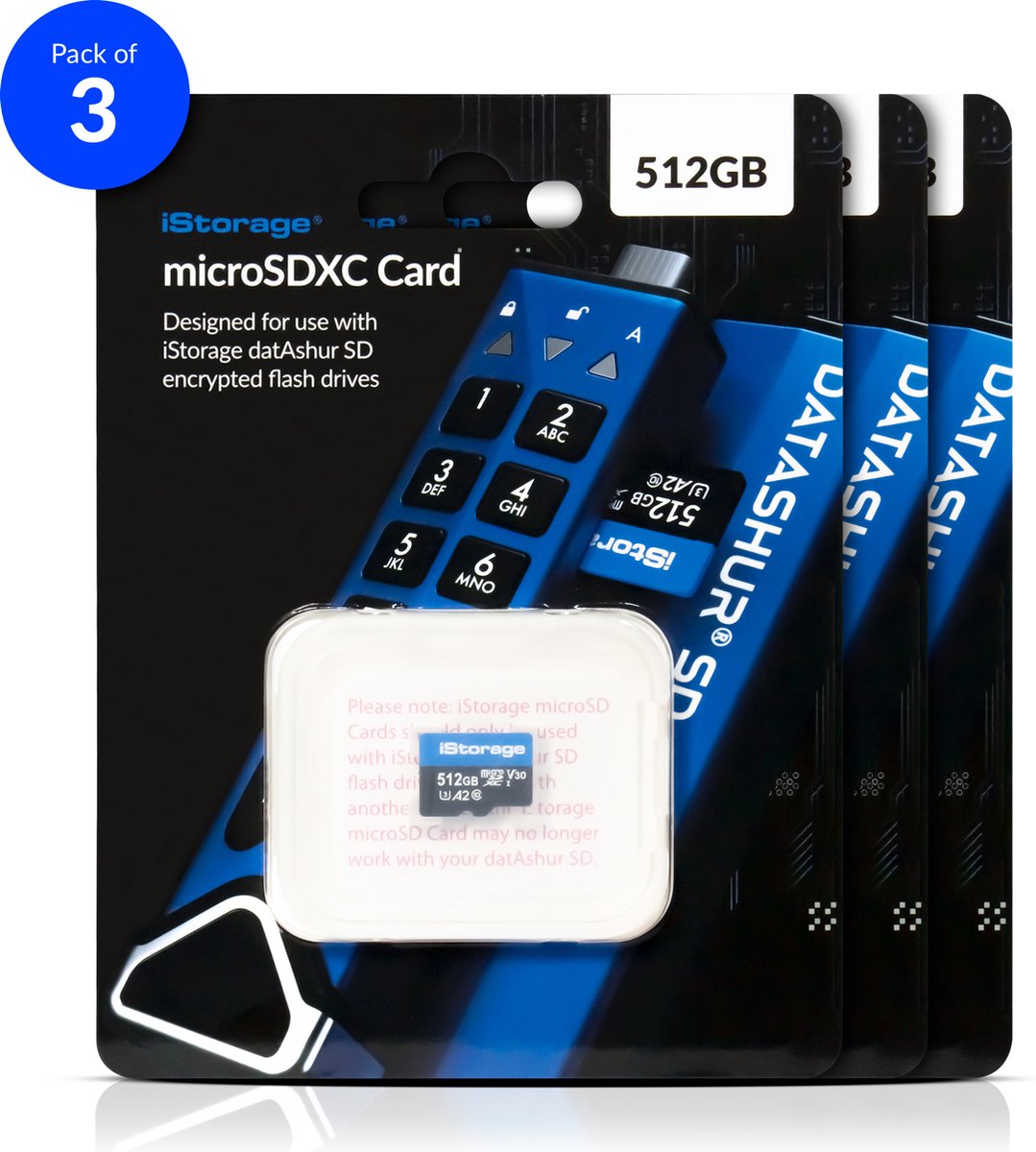 iStorage MicroSD Card 512GB - 3 Pack - alleen te gebruiken met de iStorage datAshur SD flashdrive (module) - IS-FL-DSD-256