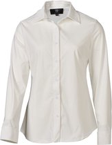 Dames blouse lange mouwen travelstof met klassieke kraag - wit | Maat 2XL