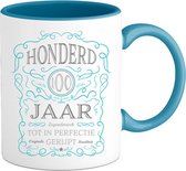 100 Jaar Legendarische Gebrouwen Mok met tekst | Blauw - Zilver | Grappig Verjaardag Beker Cadeau | Bedrukte Mokken | Blauw | 330 ML