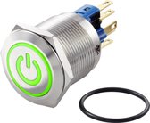 TRU COMPONENTS TC-GQ22-11ZET/G/12V/S Vandalismebestendige drukschakelaar 250 V/AC 3 A 1x uit/aan Continu Groen IP65 1 s