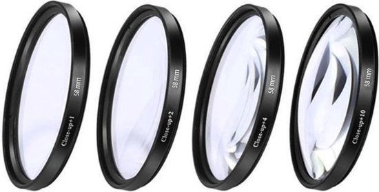 YONO Macro Lens Filter 58mm – Close Up Set geschikt voor Canon / Nikon / Sony – 4-Pack – 58CUP - YONO