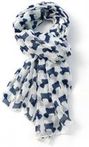 Lichte dames sjaal met scottie print | Wit | Mode accessoire | Geschenk | Cadeau voor haar