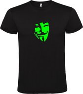 Zwart  T shirt met  print van "Vendetta" print is Glow in the Dark size XL