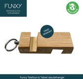 Funxy Telefoon & Tablet sleutelhanger - handgemaakt - bamboe - hout - telefoon houder - ipad houder - ipad standaard - tablet houder - telefoon standaard