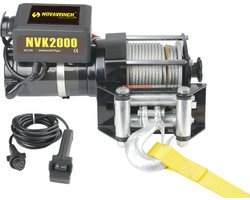 NovaWinch type: NVK2000i ATV lier - Elektrische lier 12V - Trekkracht op de eerste laag 907 kg -Hi-Speed - Met 15 mtr. staalkabel + haak met veiligheidsklep - Incl. 3 meter kabelafstandbediening. Accessoires op aanvraag leverbaar.