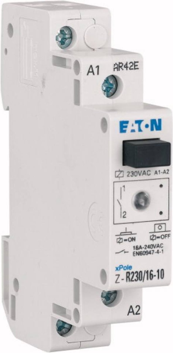 Eaton Z-R230/16-20 Installatierelais Nominale spanning: 230 V, 240 V Schakelstroom (max.): 16 A 2x NO 1 stuk(s)