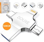 Bol.com USB Stick 128GB - Flashdrive voor iPhone / iOS / Android 128GB - Flash Drive 4 In 1 - Douxe T03 aanbieding