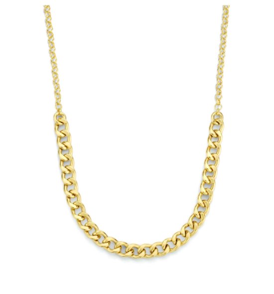 Schitterende Zilveren 14K Gold Plated Halsketting Gourmette 41 cm. MODEL 18 E