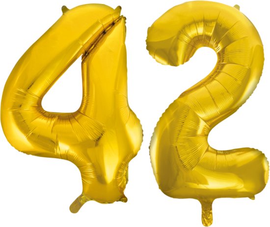Folieballon 42 jaar Goud 66cm