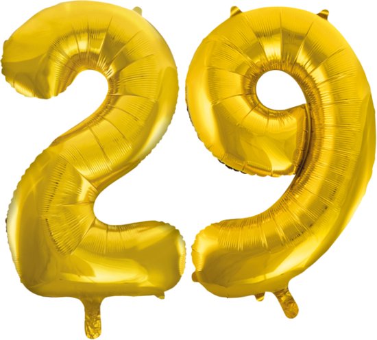 Folieballon 29 jaar Goud 66cm