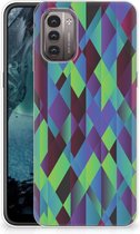 TPU Silicone Hoesje Nokia G21 | G11 Smartphonehoesje met naam Abstract Groen Blauw