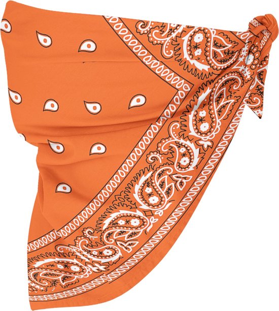 2x Bandana Oranje - Carnaval - Hoofddoek - 55x55 cm van Merkloos — afbeelding 3