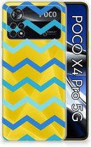 Telefoon Hoesje Xiaomi Poco X4 Pro 5G Siliconen Back Cover Zigzag Blauw