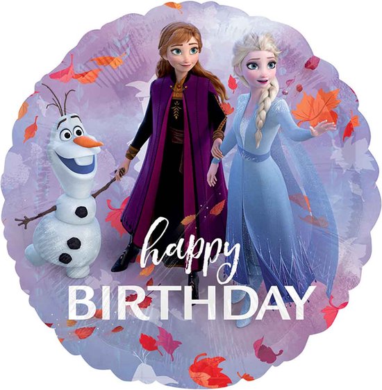 Helium Ballon Versturen Frozen ‘Happy Birthday’ - Gevuld met Helium | Boombie© | Verstuurd in sierlijke doos! | Folie Ballon | Verjaardag | Kind | Kinderen | Elsa & Anna