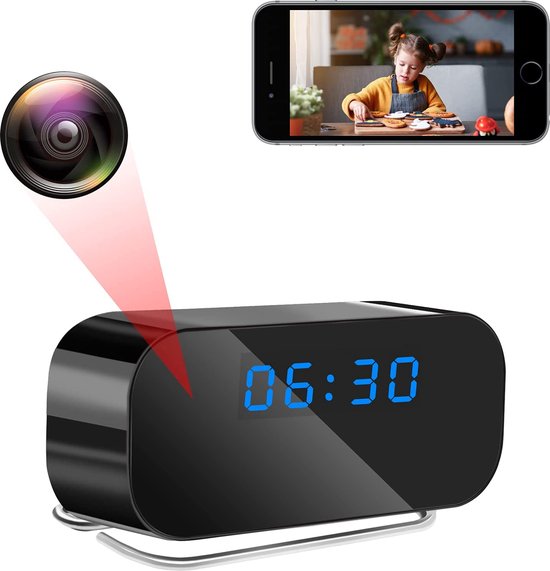 Caméra espion WiFi - Horloge HD 1080p, grand angle 120° - Caméra