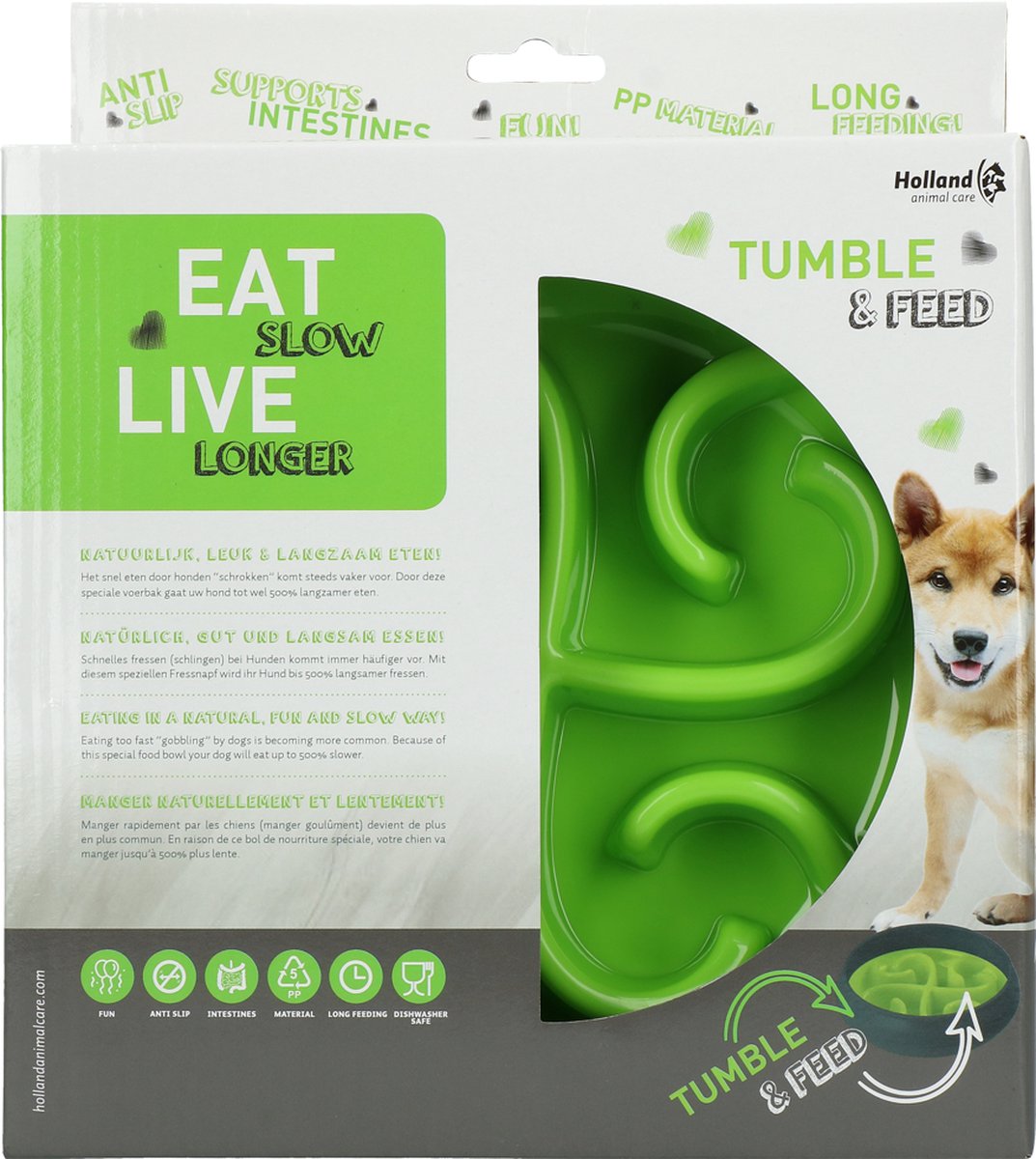 Eat Slow Live Longer Tumble Feeder Voerbak Antischrok bak voor