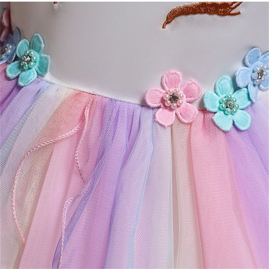 Robe Licorne Joya Beauty® | Robe Unicorn | Robe de princesse arc-en-ciel | Taille 110-116 (120) + Bandeau Unicorn GRATUIT