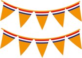 Bellatio Decorations Slinger oranje - Holland vlaggenlijn met Nederlandse vlag - 10 meter - Oranje versiering WK/ EK/ Koningsdag