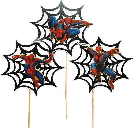 Partygoodz - Cake Topper Spiderman - Set de 3 pièces - Toile d'araignée  avec Spiderman... 